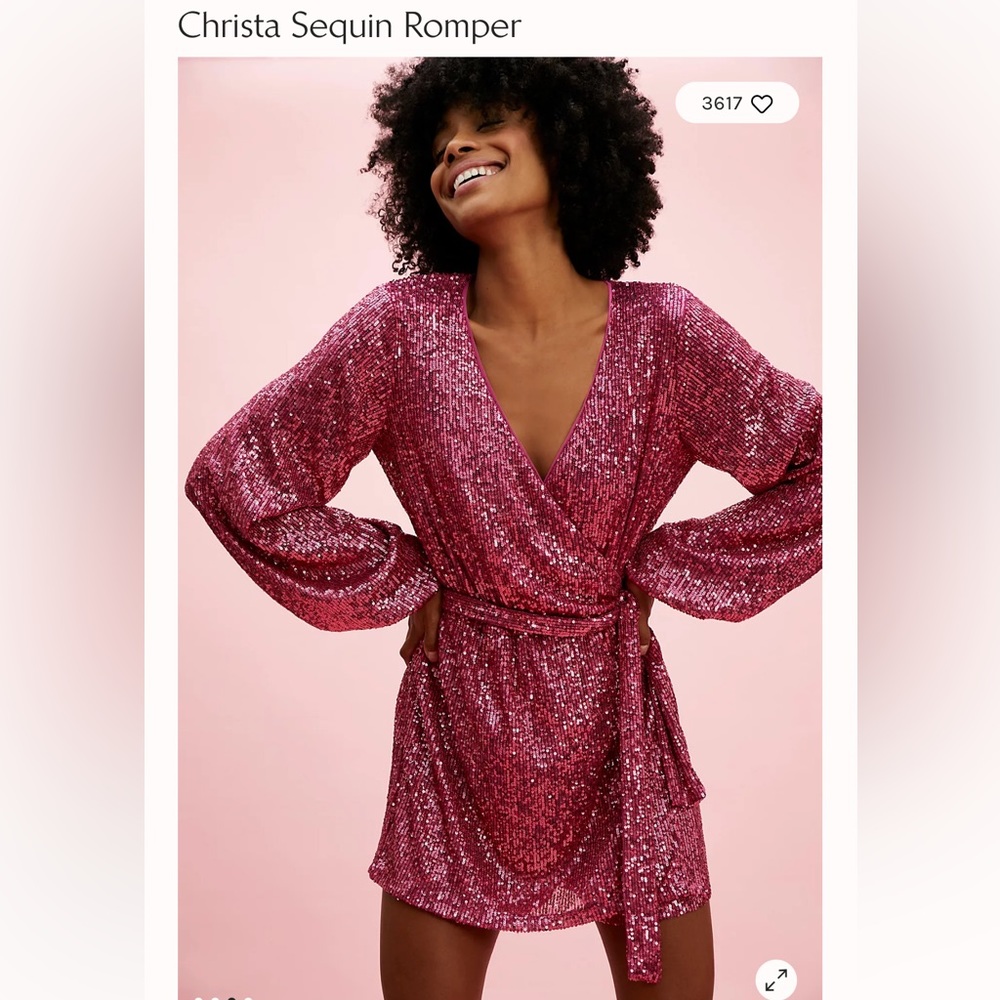 Free People Christa Sequin Romper Pink Size M